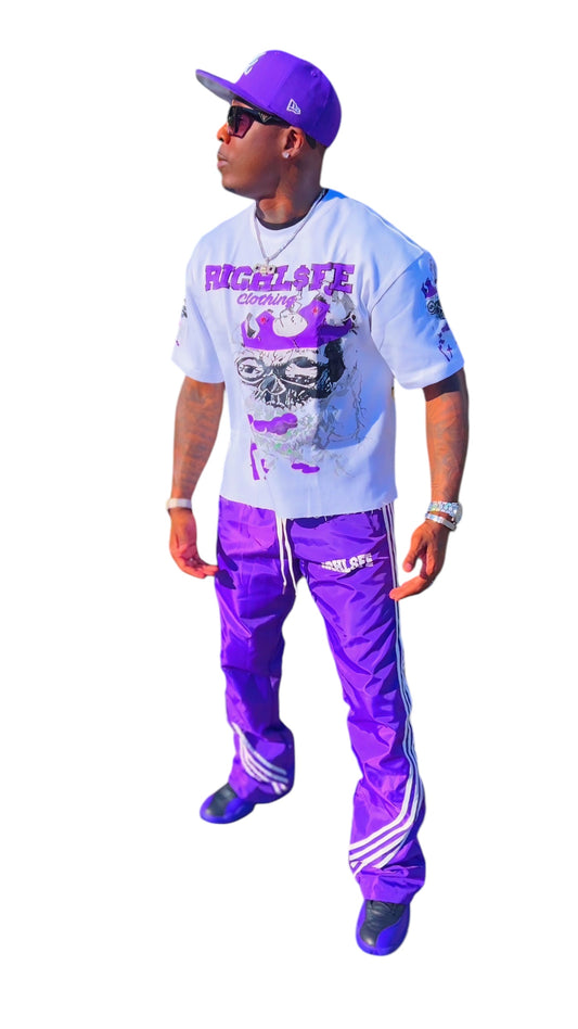 WHITE/ PURPLE CROP TEES & PURPLE STACKS